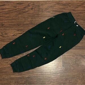 Polo Ralph Lauren Kids Dark Green Joggers with Colorful Embroidery